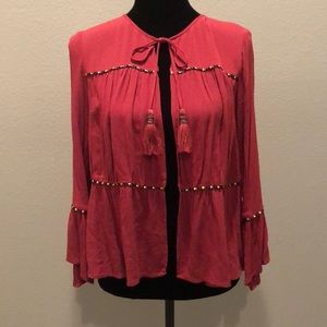 Forever 21 Southwestern Tassel Tie Blouse